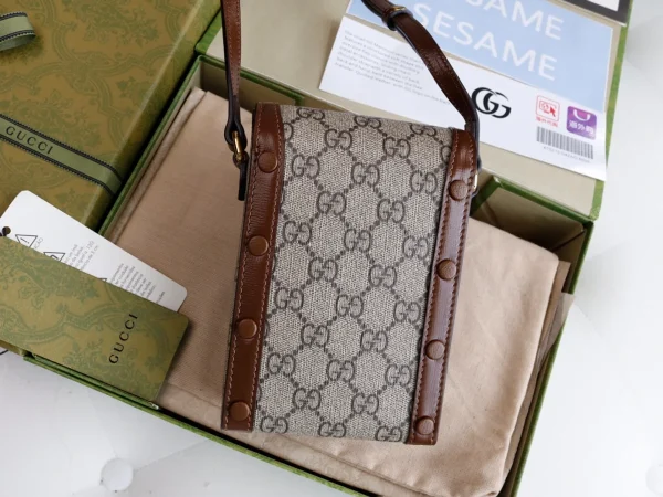GUCCI 馬銜扣1955米棕皮革斜背包-625615：圖片 3