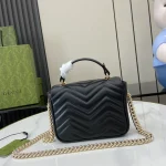 GUCCI GG Marmont迷你黑色皮革斜揹包-811238：圖片 4