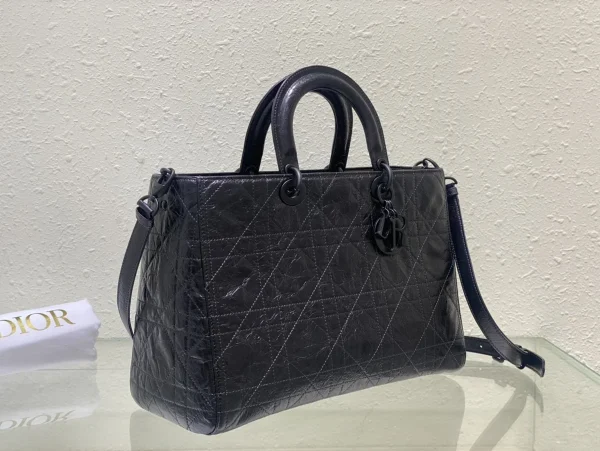 Dior Lady 黑色皺紋斜背包大號GM-M1152：圖片 3