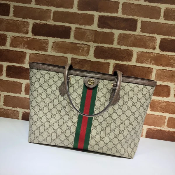 GUCCI Ophidia中號藍米帆布托特包-631685：圖片 2