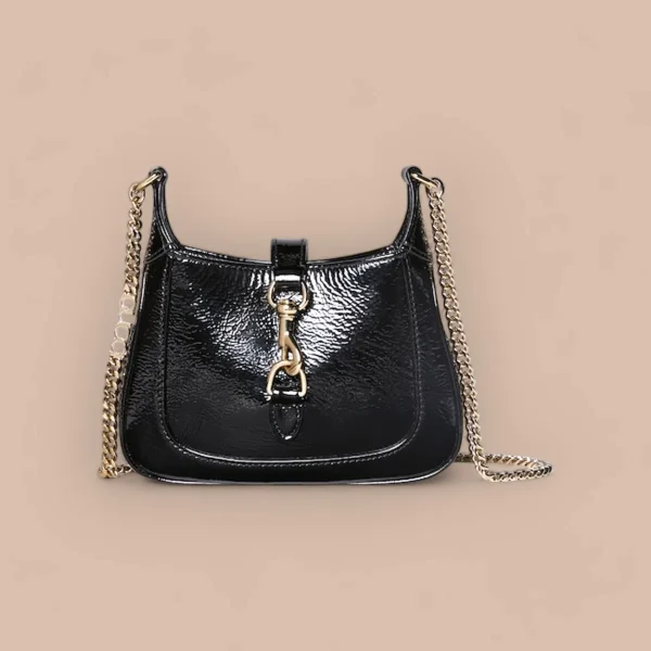 GUCCI Jackie Notte黑色漆皮肩揹包-782889