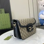 GUCCI Horsebit 1955小號米棕帆布肩揹包-815178：圖片 3