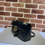 GUCCI V形系列小號灰色皮革斜挎包-443497：圖片 3