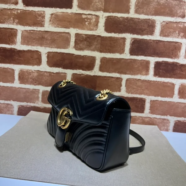 GUCCI V形系列小號灰色皮革斜挎包-443497：圖片 3