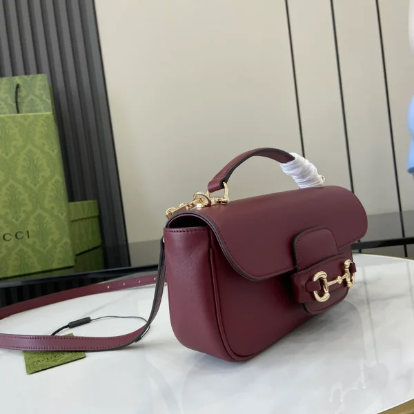 GUCCI Horsebit 1955小號紅米手提包-815206：圖片 3