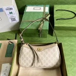 GUCCI Ophidia小號米棕帆布斜揹包-735145：圖片 2