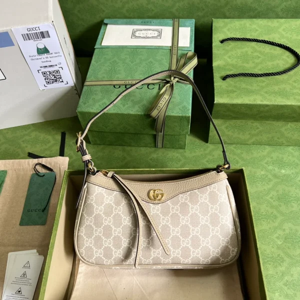 GUCCI Ophidia小號米棕帆布斜揹包-735145：圖片 2