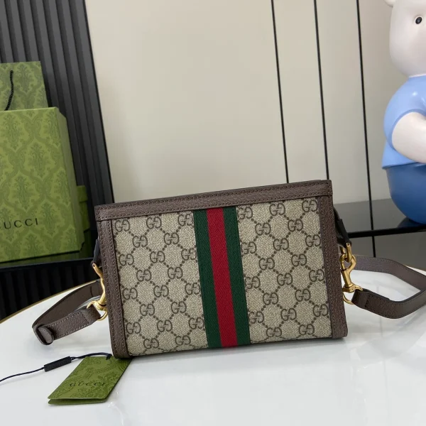 GUCCI Ophidia迷你米棕帆布斜揹包-795467：圖片 4
