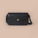 GUCCI GG Signature小號黑色皮革肩揹包-772794