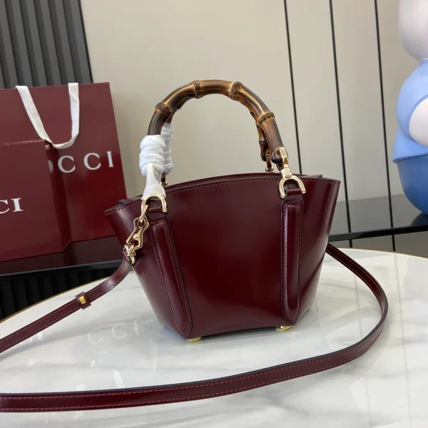 GUCCI Bamboo竹製開心果綠皮革手提包-805832：圖片 4