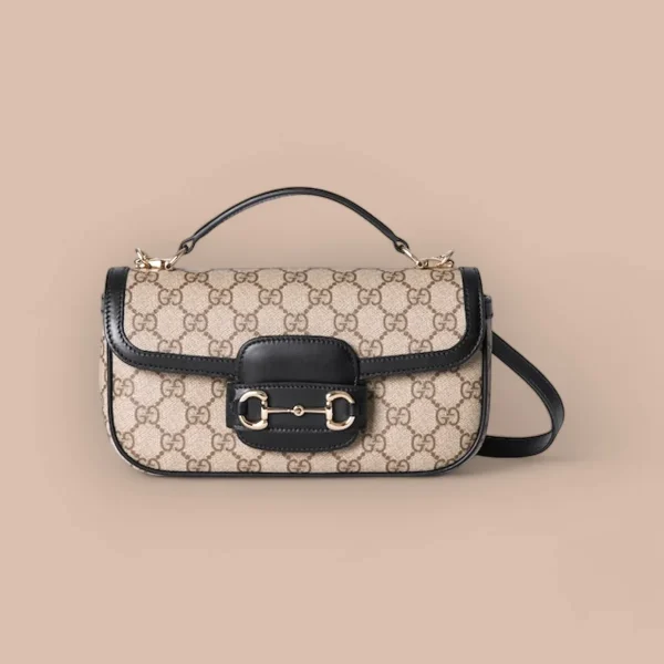 GUCCI Horsebit 1955小號黑色皮革手提包-815206