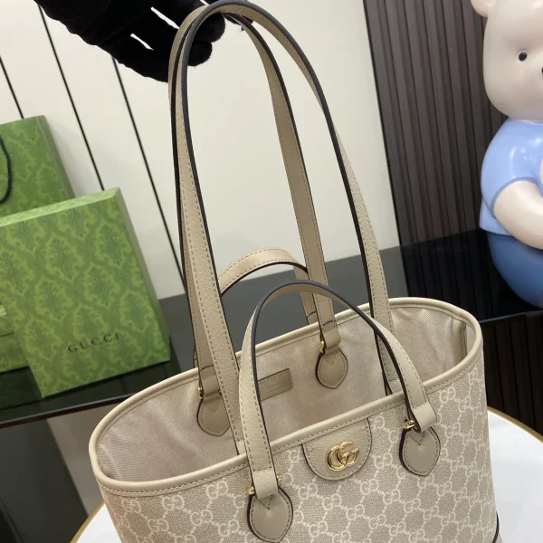 GUCCI Ophidia米棕帆布托特包-765043：圖片 7