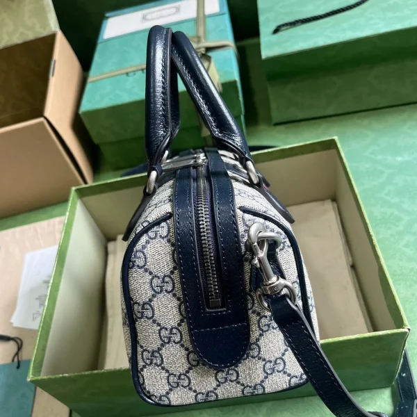 GUCCI GG Supreme迷你米藍帆布手挽包-772053：圖片 5
