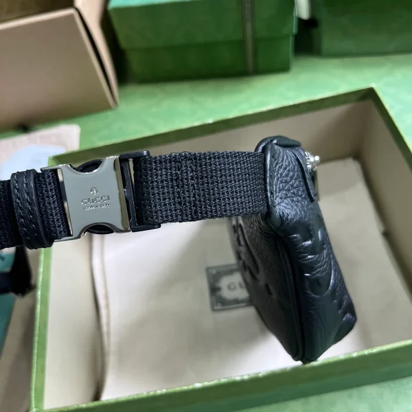 GUCCI Jumbo GG小號黑色皮革斜揹包-658582：圖片 5