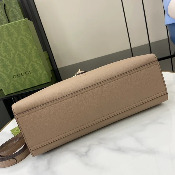 GUCCI Spring Summer春夏中號黑色皮革托特包-806205：圖片 5
