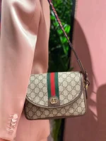 GUCCI Ophidia藍帆布斜挎包-722117：圖片 2