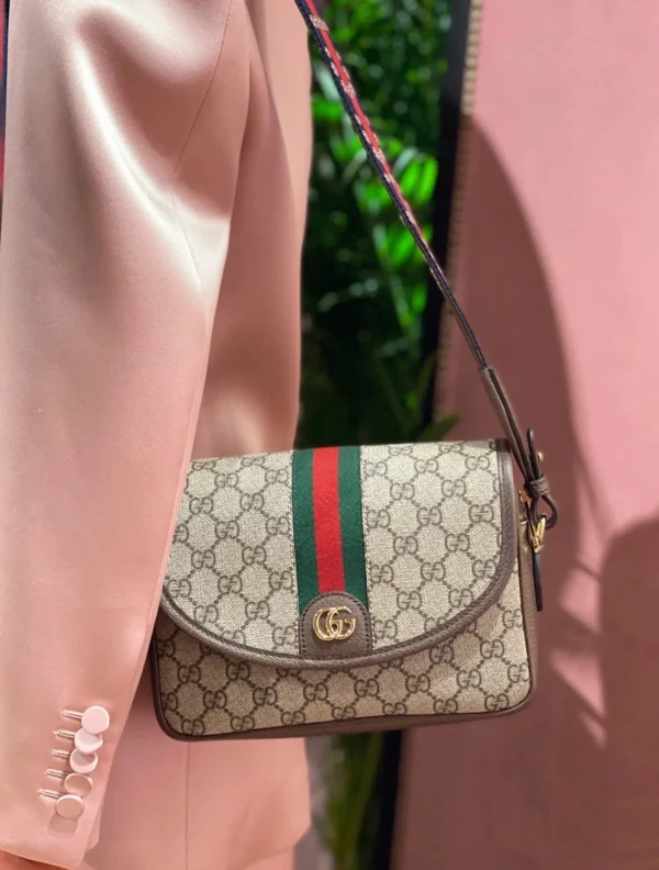 GUCCI Ophidia藍帆布斜挎包-722117：圖片 2