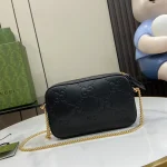 GUCCI GG Signature迷你黑色皮革肩揹包-781554：圖片 4