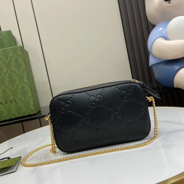 GUCCI GG Signature迷你黑色皮革肩揹包-781554：圖片 4