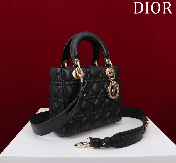 Dior Lady 黑色羊皮斜挎包小號PM-M0538：圖片 2