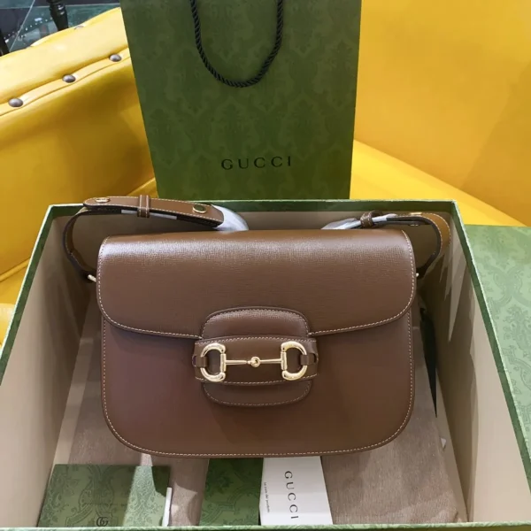 GUCCI 馬銜扣1955馬銜小號黑色皮革斜揹包-602204：圖片 2