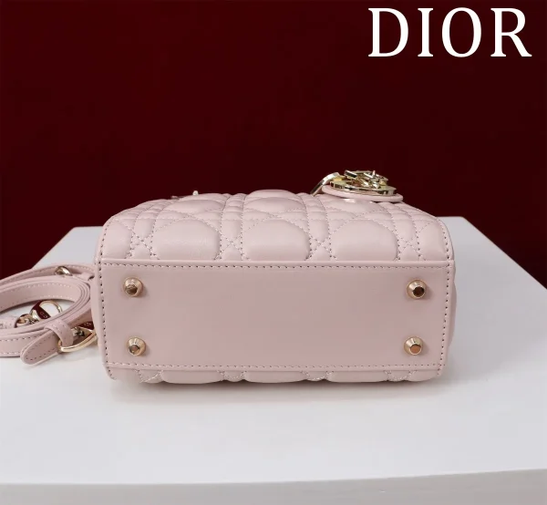 Dior Lady 迷你粉色羊皮斜挎包迷你-M0505：圖片 5