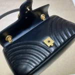 GUCCI V形系列小號灰色皮革斜挎包-443497：圖片 7