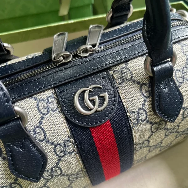 GUCCI GG Supreme迷你米藍帆布手挽包-772053：圖片 6