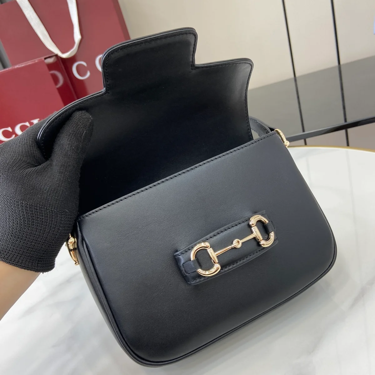 GUCCI Horsebit 1955米棕皮革肩揹包-815205 8 GUCCI Horsebit 1955米棕皮革肩揹包-815205