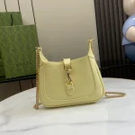 GUCCI Jackie Notte淺黃漆皮肩揹包-782889：圖片 2