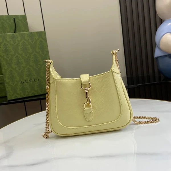 GUCCI Jackie Notte淺黃漆皮肩揹包-782889：圖片 2