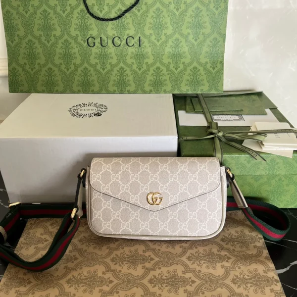 GUCCI Ophidia米棕帆布斜揹包-764961：圖片 6