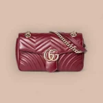 GUCCI GG Marmont小號灰褐皮革斜揹包-443497