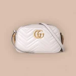 GUCCI GG Marmont小號黑色絎縫皮革鏈條包-447632