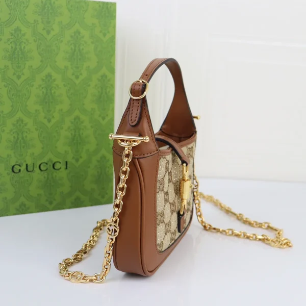 GUCCI Jackie 1961迷你駝棕帆布斜揹包-675799：圖片 4