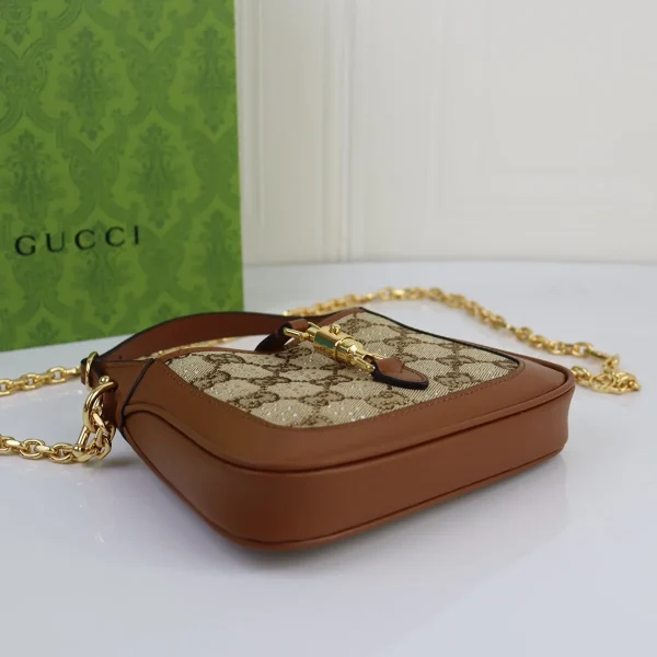 GUCCI Jackie 1961迷你駝棕帆布斜揹包-675799：圖片 5
