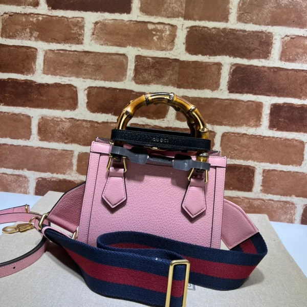GUCCI Diana黑色皮革手提包-702732：圖片 4