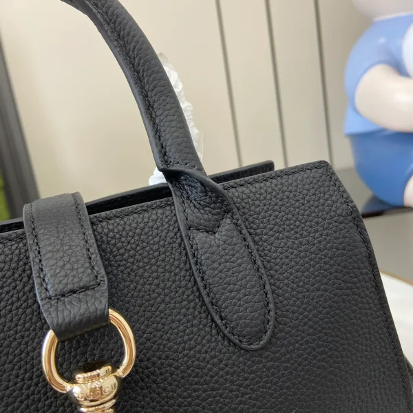 GUCCI Signature Elegance天然粒黑色皮革手提包-795349：圖片 8