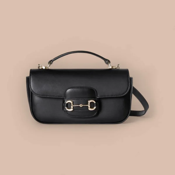 GUCCI Horsebit 1955小號米黑塗層手提包-815206
