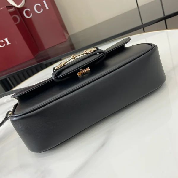 GUCCI Horsebit 1955小號米黑塗層手提包-815206：圖片 5