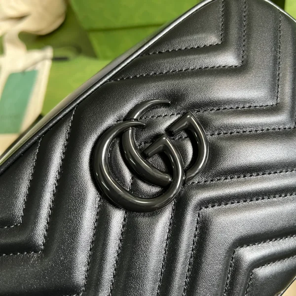 GUCCI GG Marmont小號灰皮肩揹包-447632：圖片 6