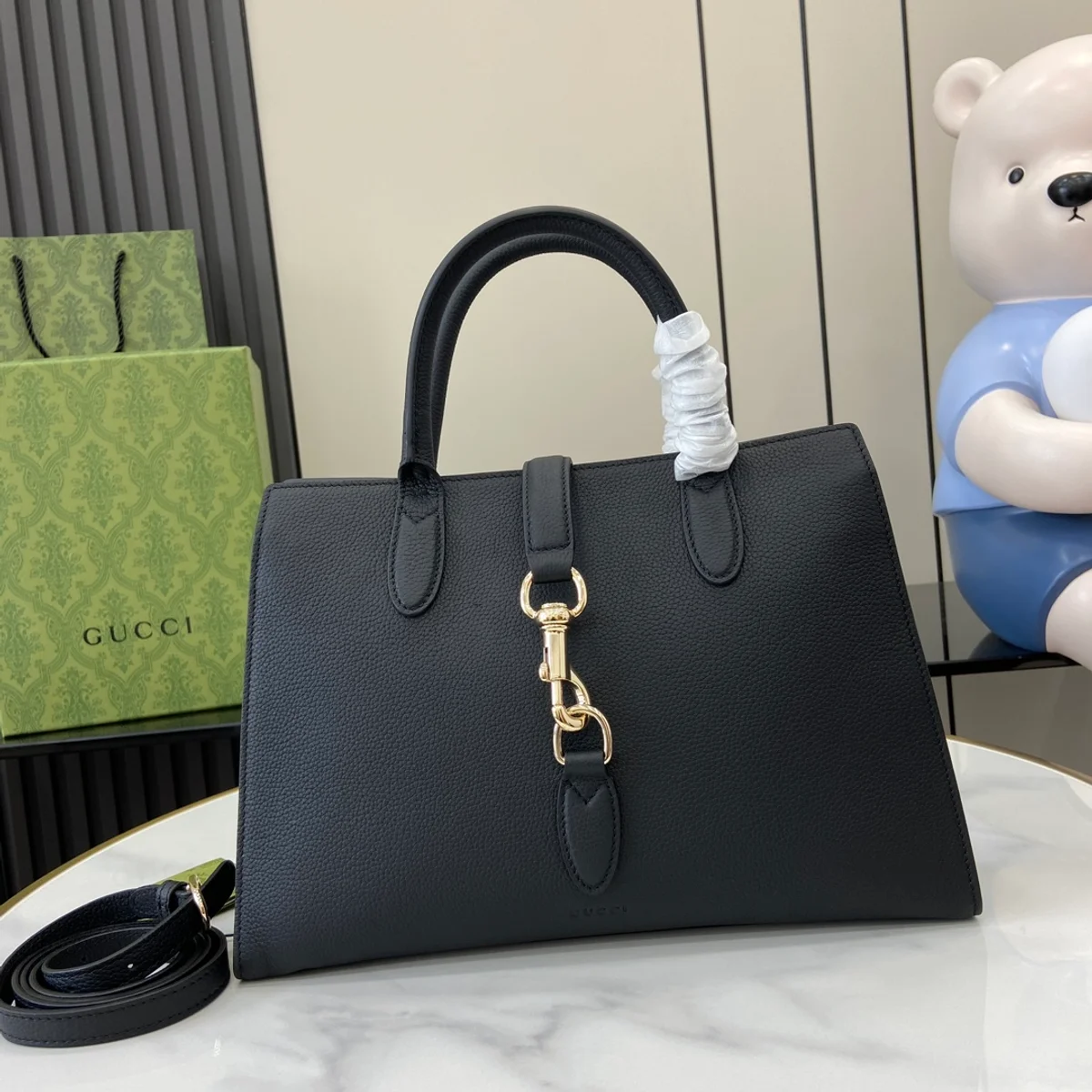 GUCCI Spring Summer春夏灰褐粒面手提包-806205 2 GUCCI Spring Summer春夏灰褐粒面手提包-806205