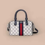 GUCCI GG Supreme迷你米藍帆布手挽包-772053