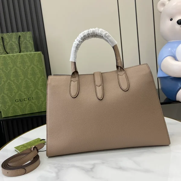 GUCCI Spring Summer春夏中號黑色皮革托特包-806205：圖片 4
