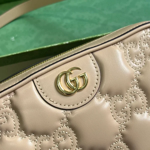 GUCCI GG Quilted小號粉米皮革斜挎包-702234：圖片 6