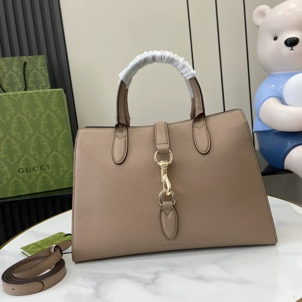 GUCCI Spring Summer春夏中號黑色皮革托特包-806205：圖片 2