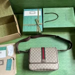GUCCI Ophidia中米棕帆布郵差包-761741：圖片 10