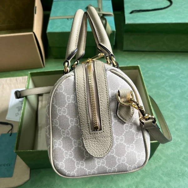 GUCCI GG Supreme小號米棕帆布手提包-772061：圖片 5