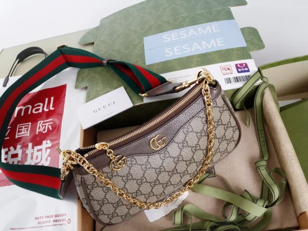 GUCCI Ophidia藍帆布斜挎包-735132：圖片 5