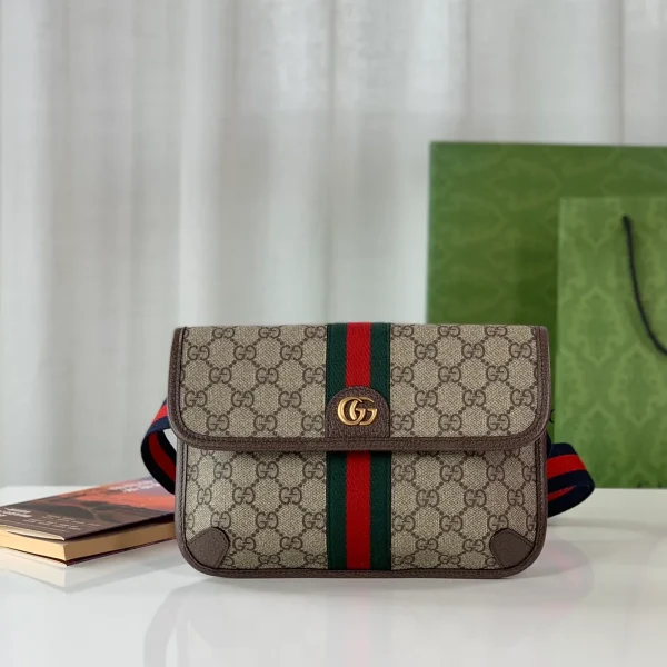 GUCCI Ophidia米棕帆布腰包-752597：圖片 2